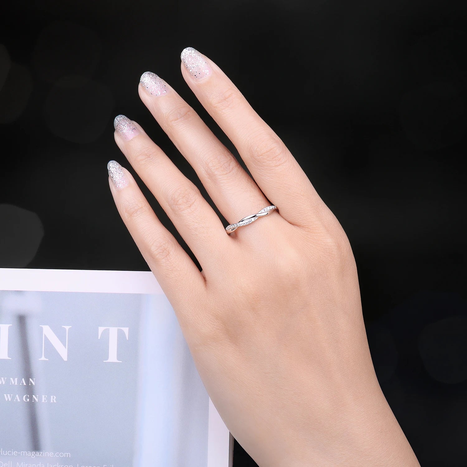 Moissanite D Love Rope Ring 925 Silver Gold Stackable
