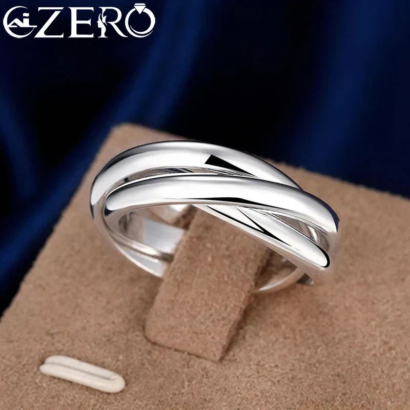 925 Sterling Silver Triple Round Ring for Women – Elegant Fine Jewelry