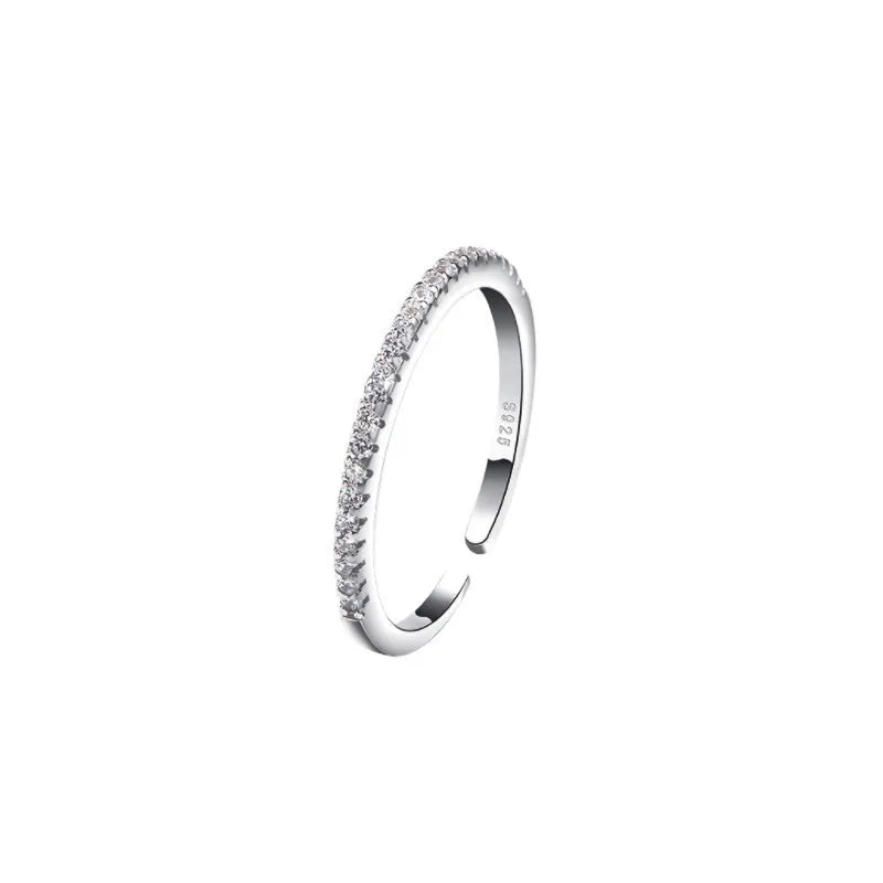 925 Silver Single Row Zircon Ring for Women Luxury Jewelry
