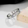 925 Silver Blue Square Adjustable Ring for Women Jewelry