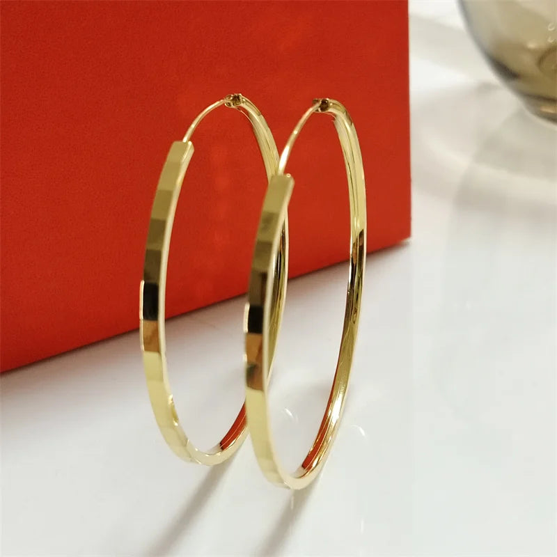 18K Gold Plated 925 Silver Hoop Earrings for Women, 3-6CM