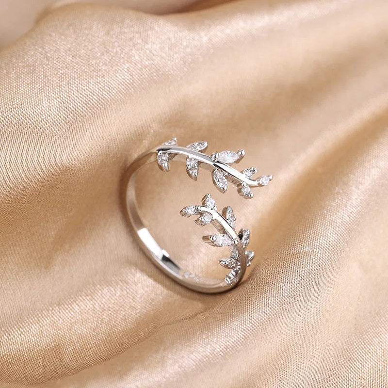 925 Silver Gold Adjustable Zircon Ring – Wedding Jewelry