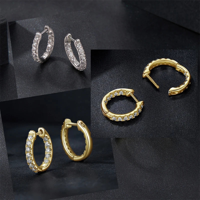 Moissanite Hoop Earrings 925 Silver D Color Hypoallergenic