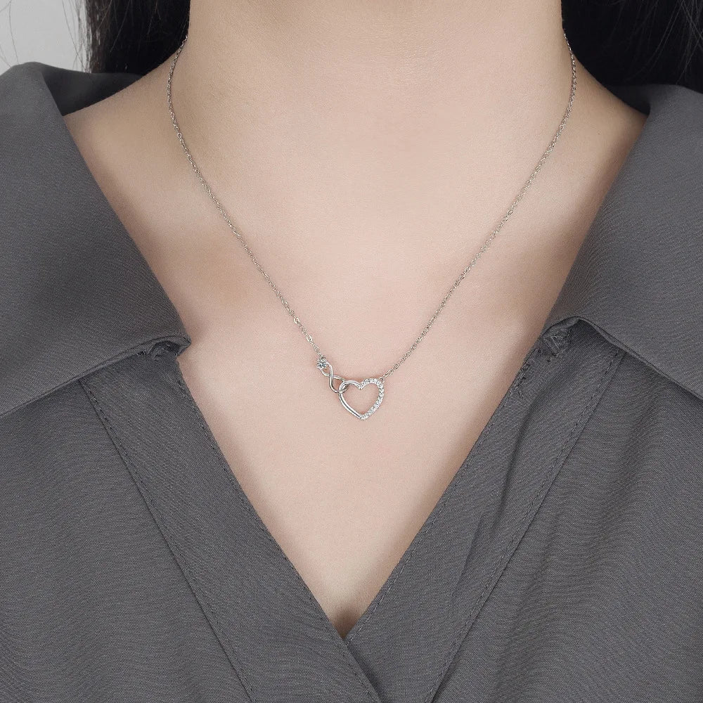 Elegant 925 Sterling Silver Zircon Heart Necklace for Women