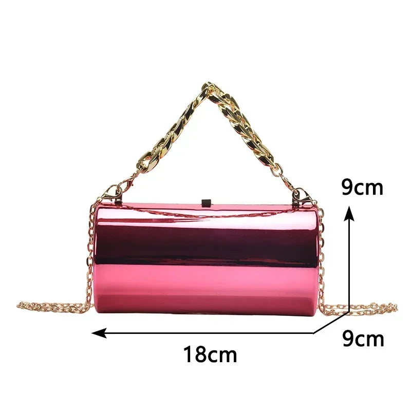 Women's Gold Cylinder Clutch – Mini Party Crossbody Bag