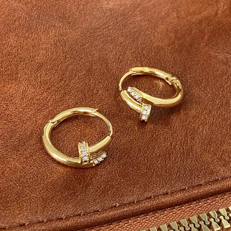 Minimalist 925 Silver Nail Hoop Earrings Women
