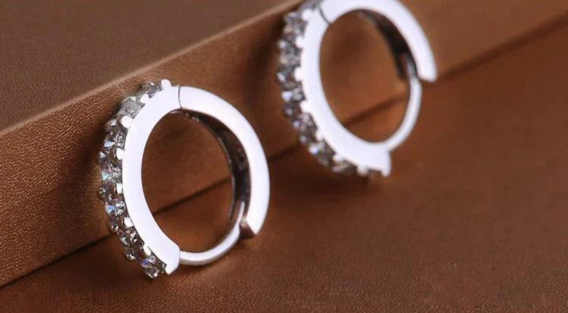 Luxury 925 Silver Zircon Hoop Earrings 10mm – Women & Girls