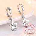 925 Silver Crystal Star Stud Earrings for Women & Girls