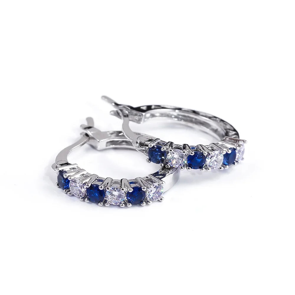 925 Silver CZ Circle Stud Earrings for Women Jewelry