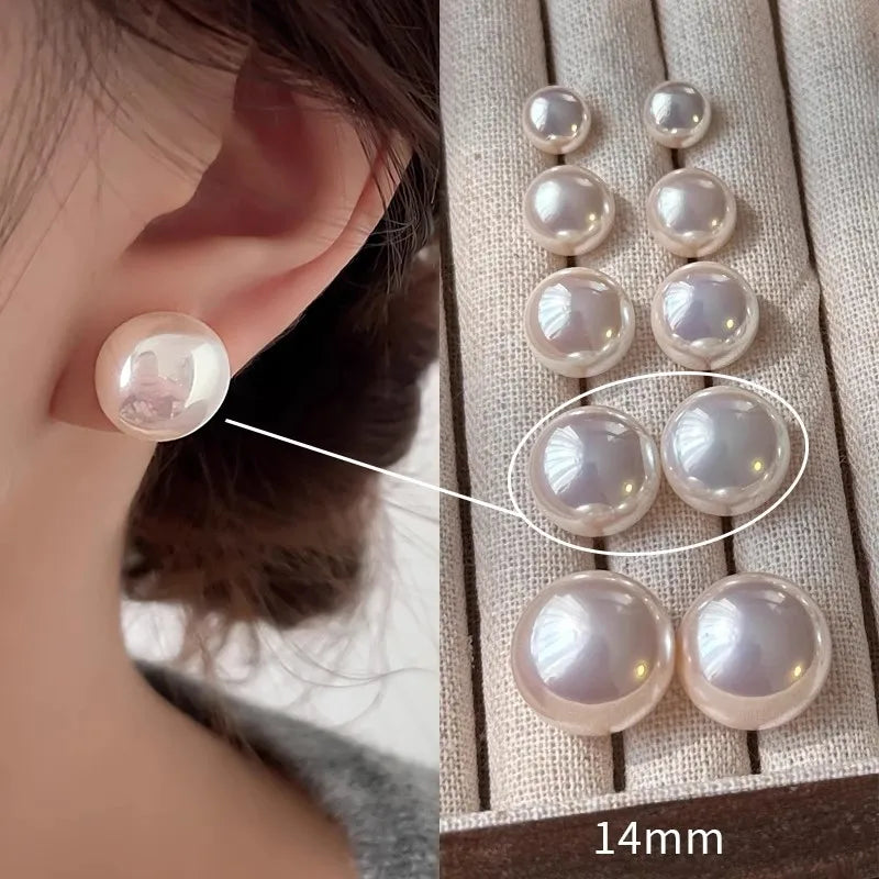 Pearl Stud Earrings – Classic Shine + S925 Silver Posts
