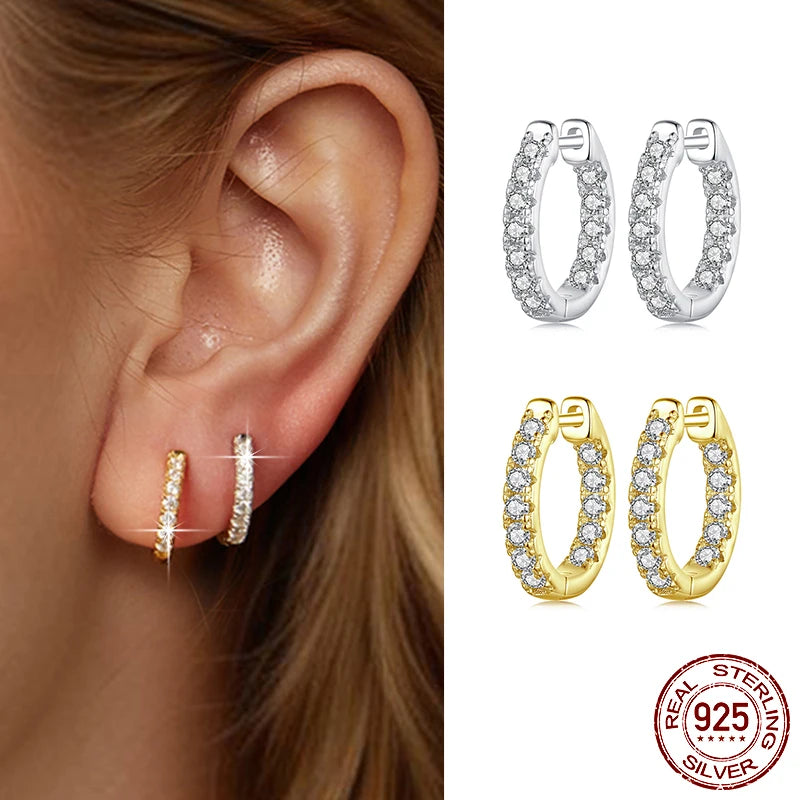 Moissanite Hoop Earrings 925 Silver D Color Hypoallergenic