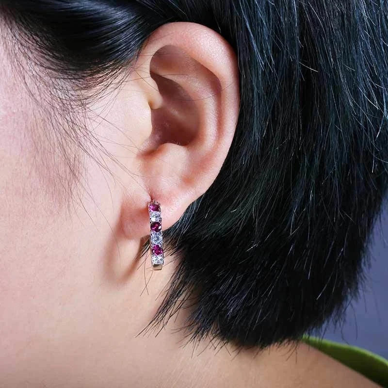 925 Silver CZ Circle Stud Earrings for Women Jewelry