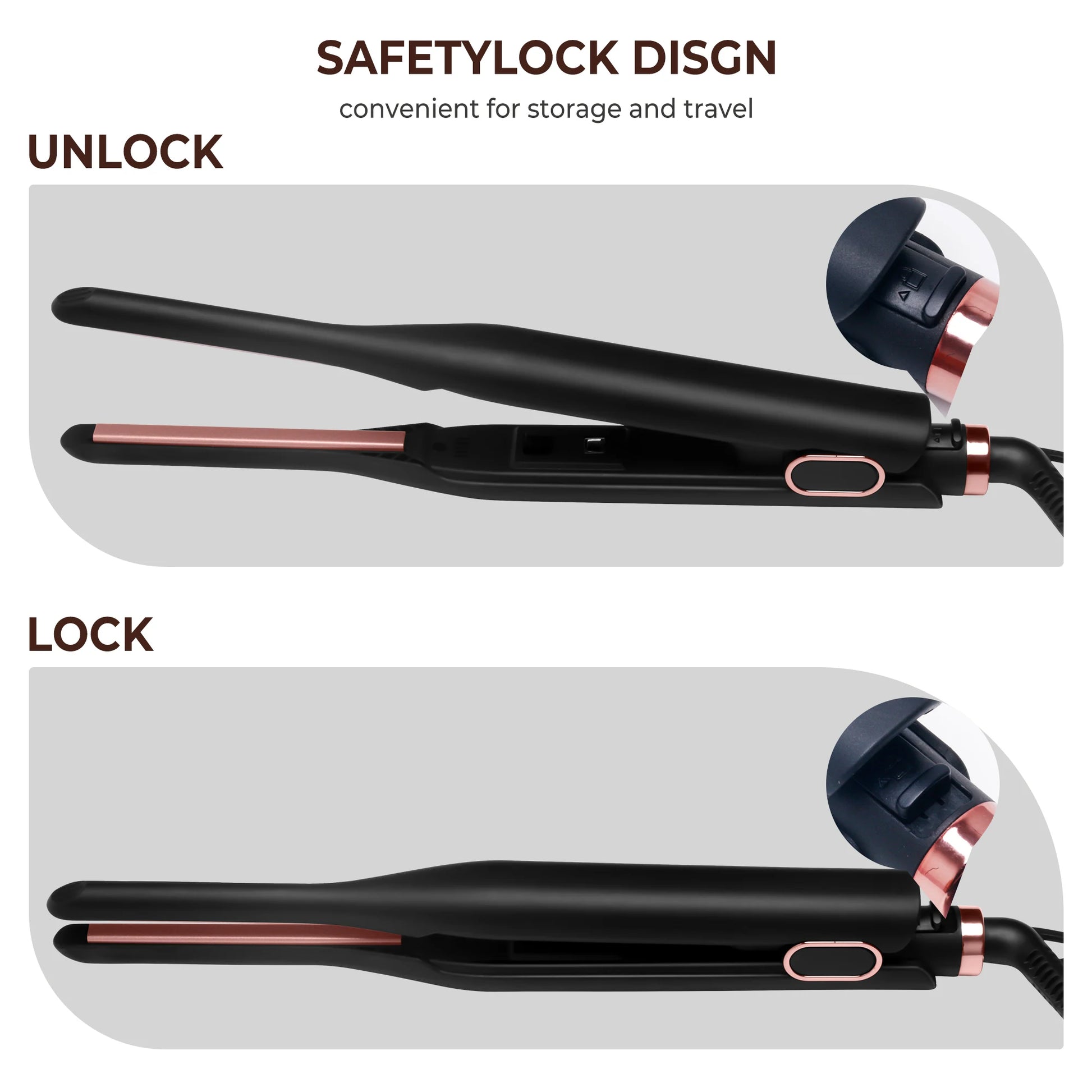 Mini Flat Iron for Short Hair - Compact Pencil Straightener