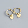 925 Silver Heart Tassel Earrings Gold Plated for Women