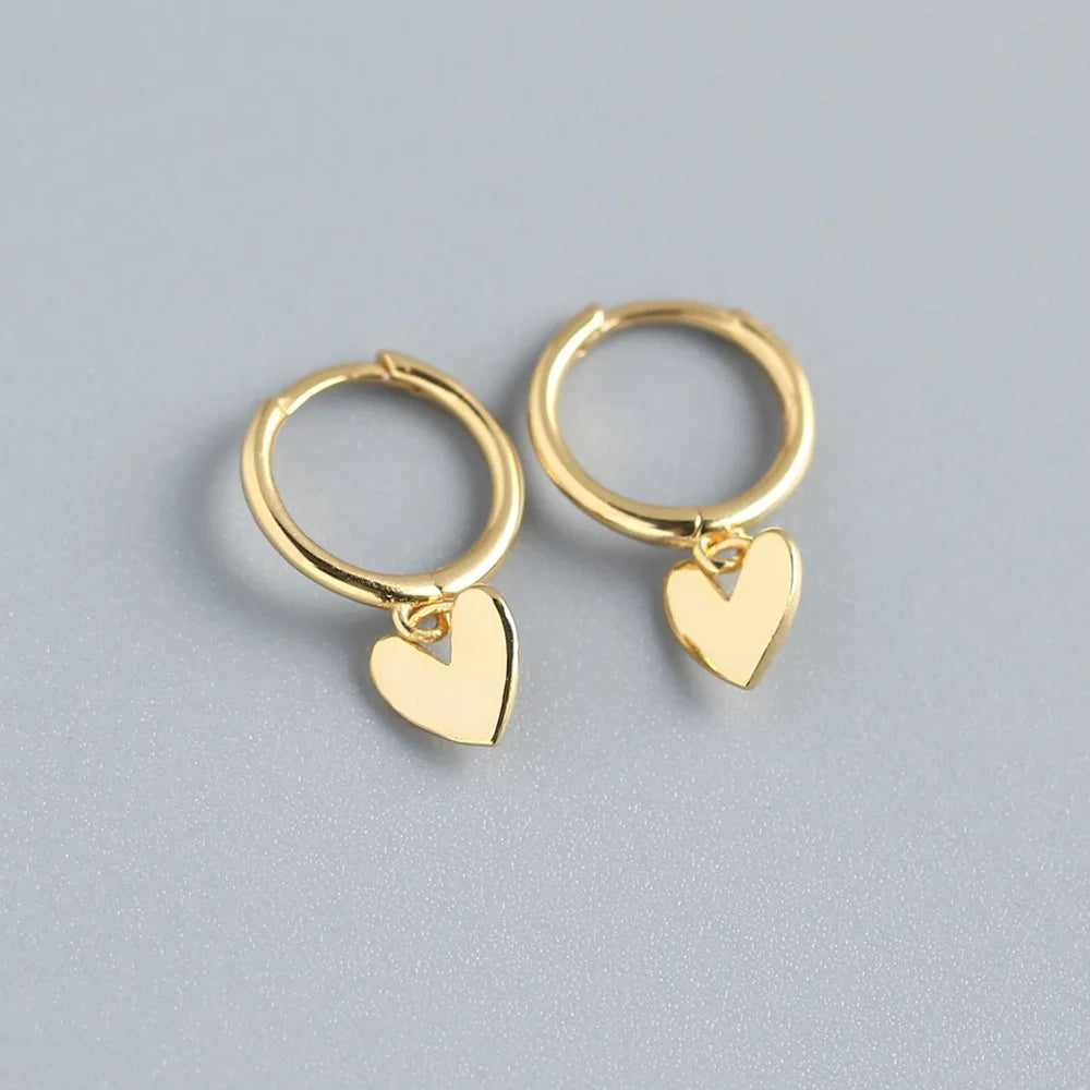 925 Silver Heart Tassel Earrings Gold Plated for Women