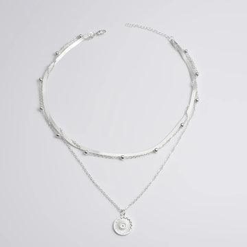 925 Sterling Silver 3-Layer Necklace Snake & Ball Chain