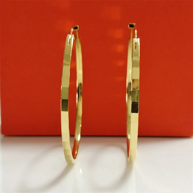 18K Gold Plated 925 Silver Hoop Earrings for Women, 3-6CM