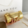 Women's Gold Cylinder Clutch – Mini Party Crossbody Bag