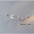 925 Silver Blue Zircon Sun Stud Earrings Women Elegant Jewelry