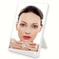 LED Makeup Mirror – 16 Lights, Touch Dimmer, USB/Battery, Stand