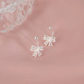 925 Silver Lace Heart Bow Stud Earrings for Women Jewelry
