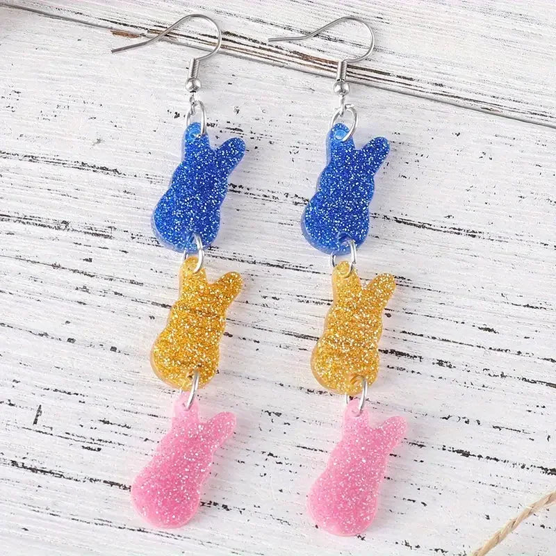 Bunny Tassel Earrings – Playful Statement Acrylic Drop Design
