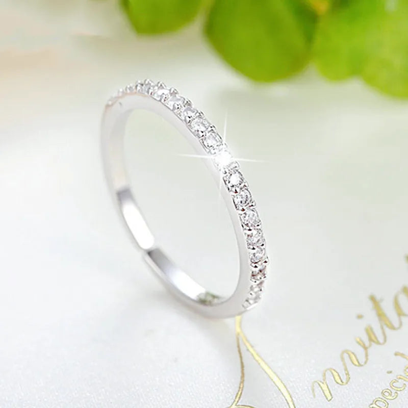 925 Silver Single Row Zircon Ring for Women Luxury Jewelry