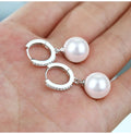 Freshwater Pearl 925 Silver Earrings Crystal
