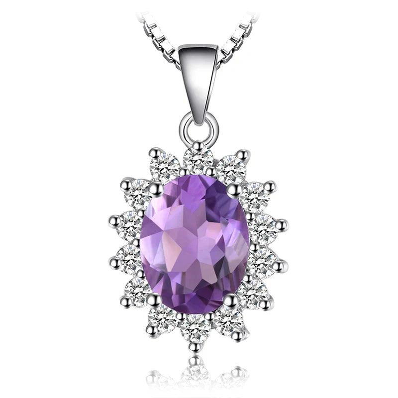 Princess Diana Inspired Blue Sapphire Ruby Emerald 925 Silver Pendant