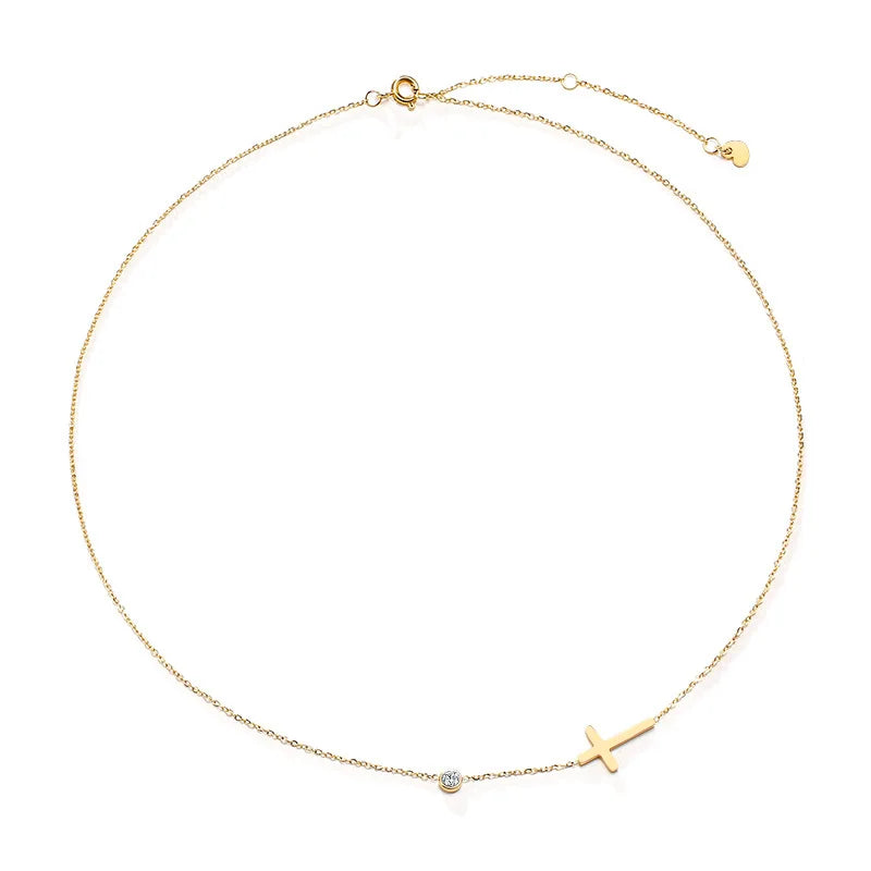 Sideways Cross Necklace – Minimal Chic Gold Stainless Steel