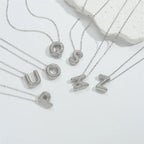 Bubble Initial Necklace – Sparkly A-Z Pavé Letter Pendant