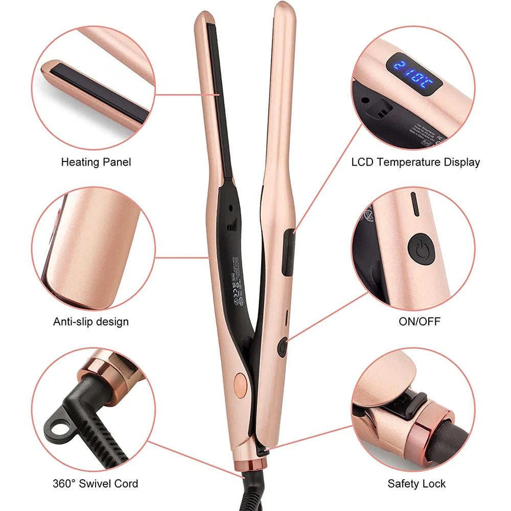 Portable Narrow Flat Iron for Short Hair | Hair Straightener & Curler
