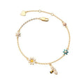 925 Silver Bee Daisy Zircon Tassel Bangle Bracelet Women