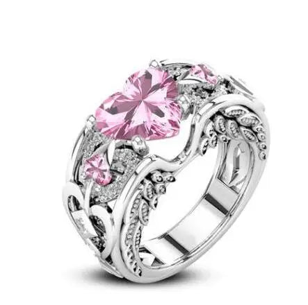 925 Silver Multicolor Heart Zircon Ring – 5 Color Love