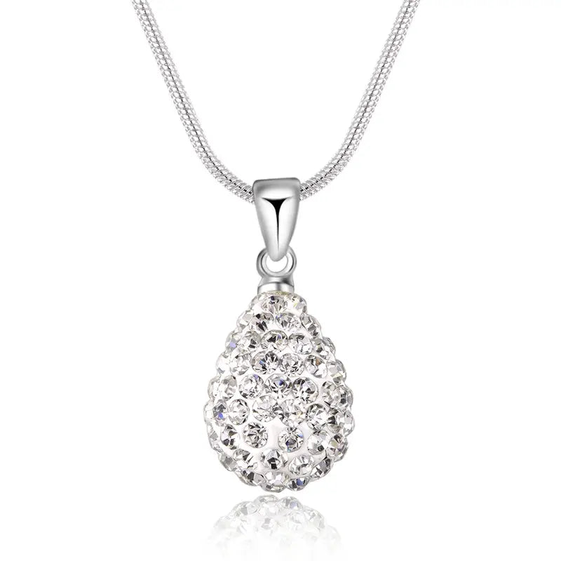 925 Silver Water Drop Zircon Necklace 18–24" for Women