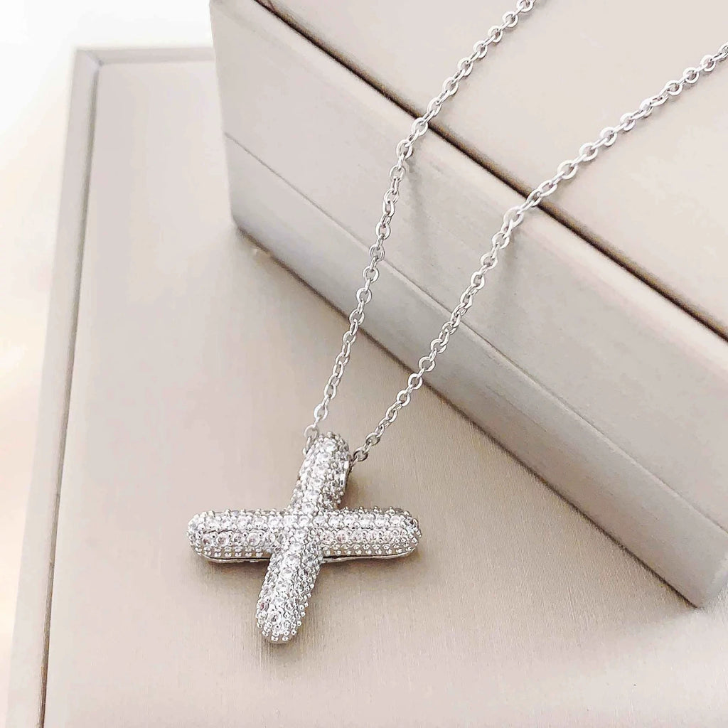 Bubble Initial Necklace – Sparkly A-Z Pavé Letter Pendant