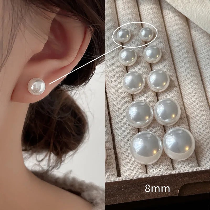 Pearl Stud Earrings – Classic Shine + S925 Silver Posts