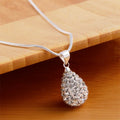 925 Silver Water Drop Zircon Necklace 18–24