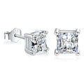 925 Sterling Silver Square Crystal Stud Earrings for Women