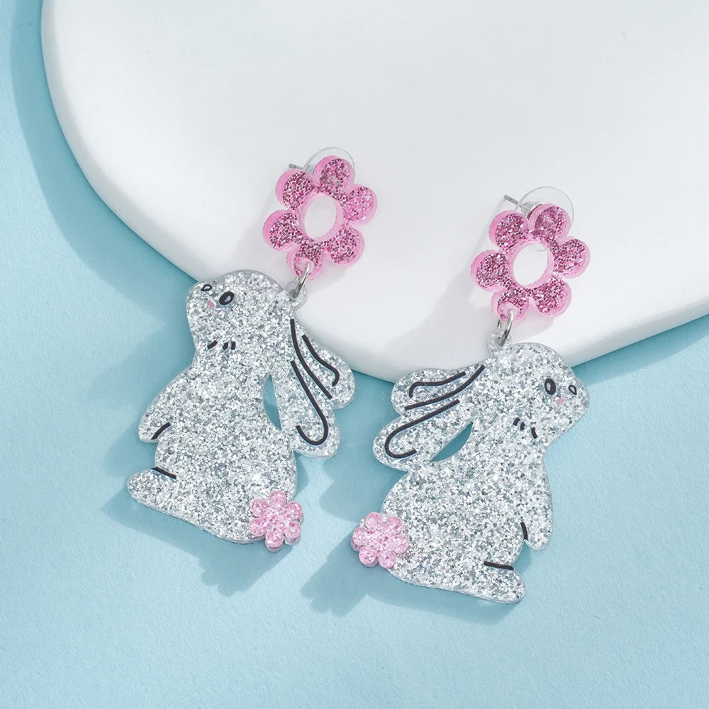 Bunny Tassel Earrings – Playful Statement Acrylic Drop Design