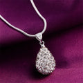 925 Silver Water Drop Zircon Necklace 18–24