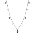 925 Silver Green Zircon Drop Necklace Charm for Women