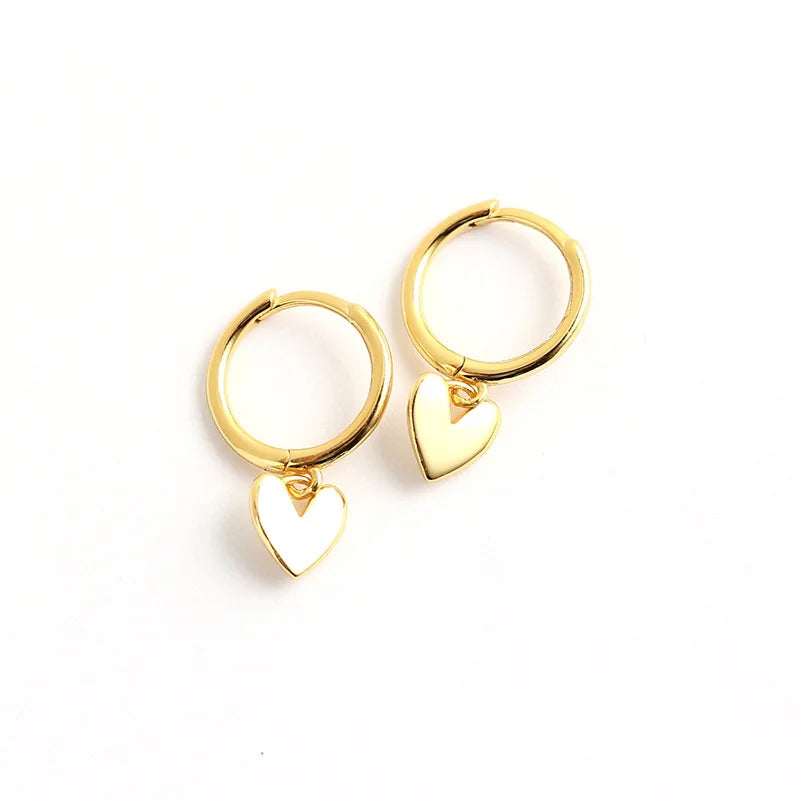 925 Silver Heart Tassel Earrings Gold Plated for Women