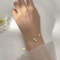 925 Silver Bee Daisy Zircon Tassel Bangle Bracelet Women
