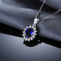 Princess Diana Inspired Blue Sapphire Ruby Emerald 925 Silver Pendant