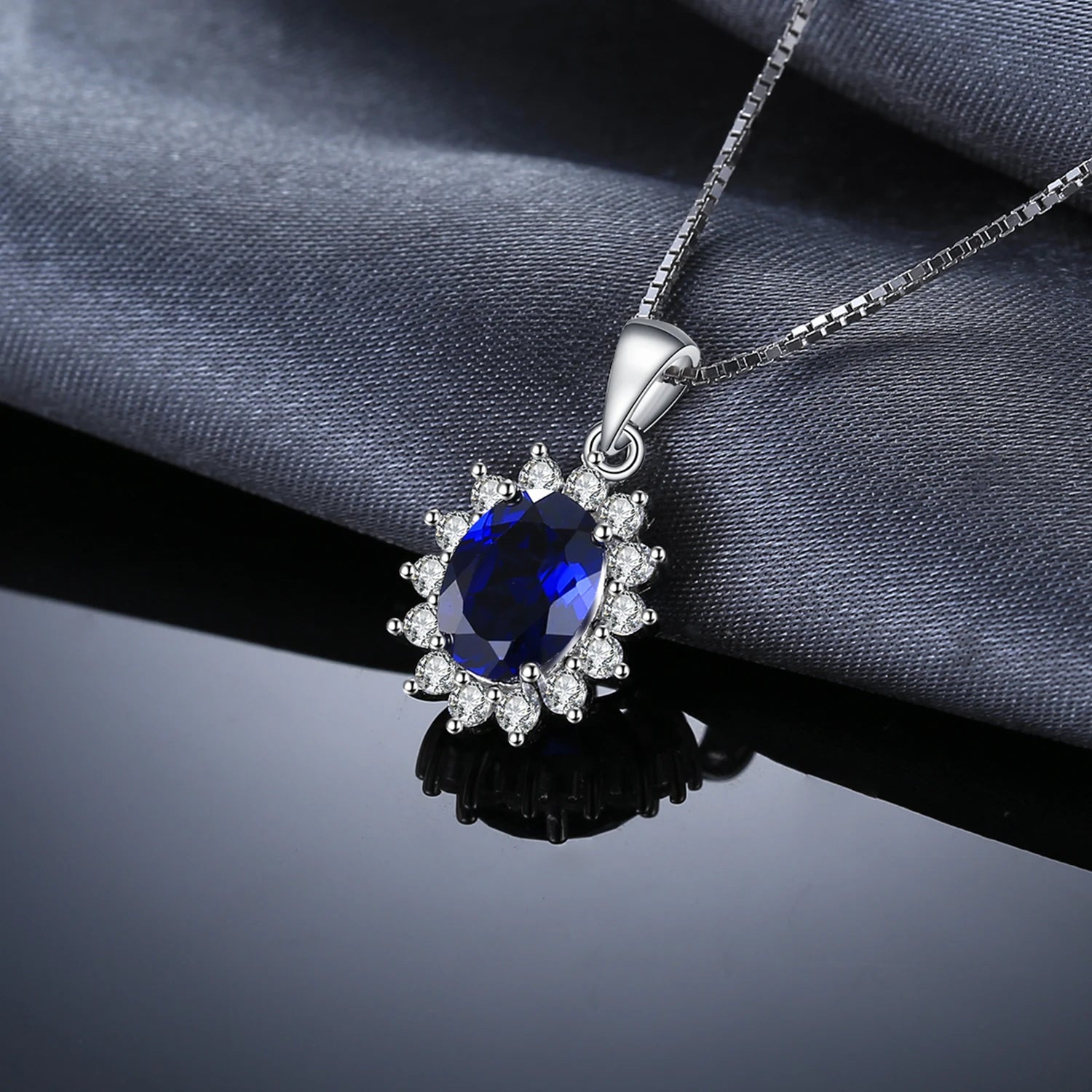 Princess Diana Inspired Blue Sapphire Ruby Emerald 925 Silver Pendant