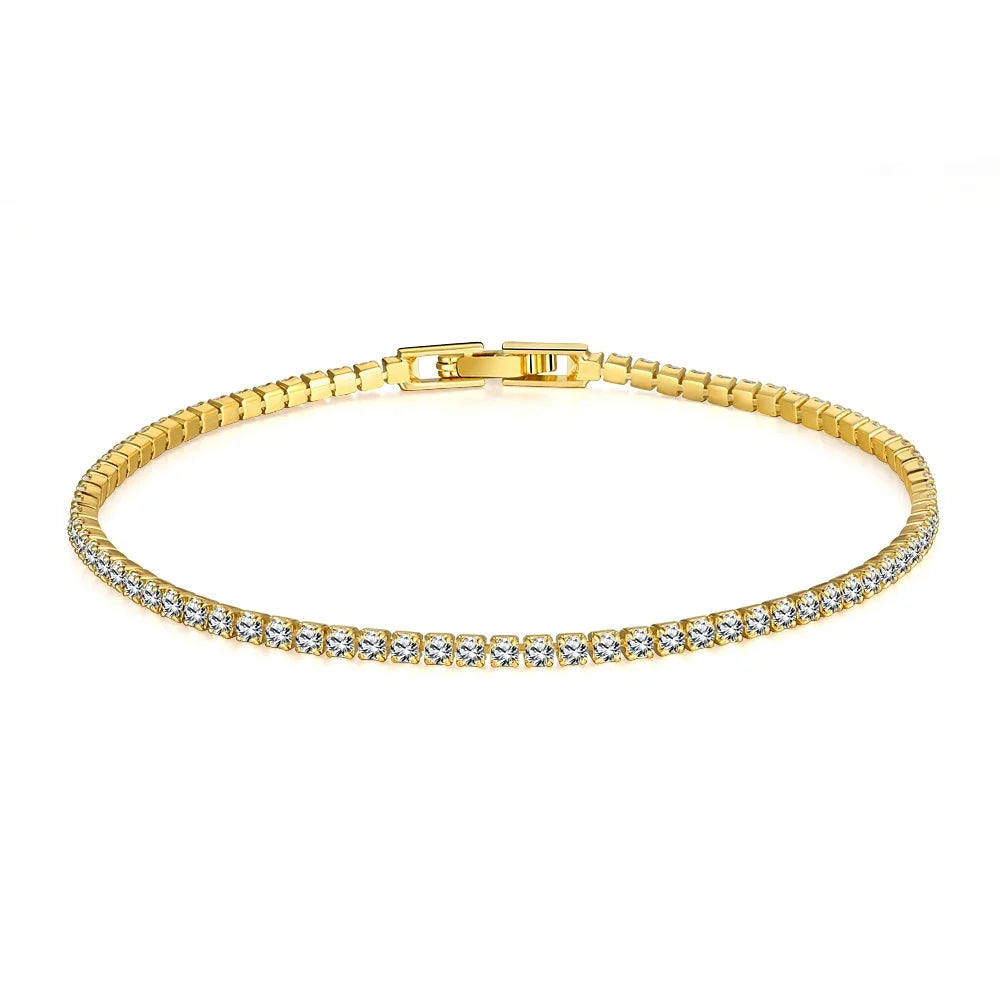 925 Silver Tennis Bracelet 18CM 2mm Zirconia Gift Bangle