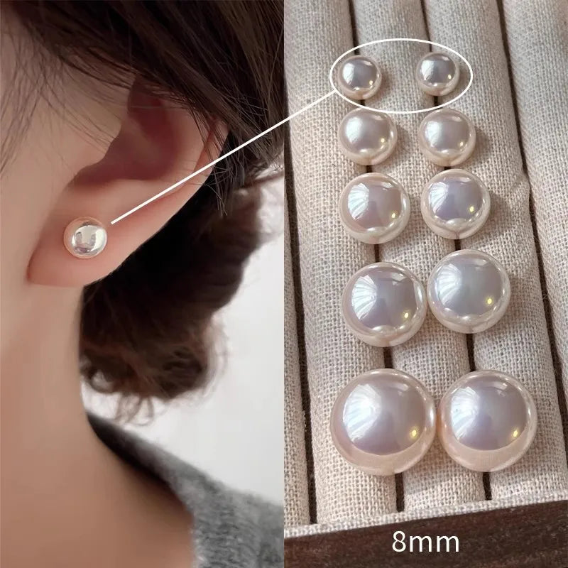 Pearl Stud Earrings – Classic Shine + S925 Silver Posts
