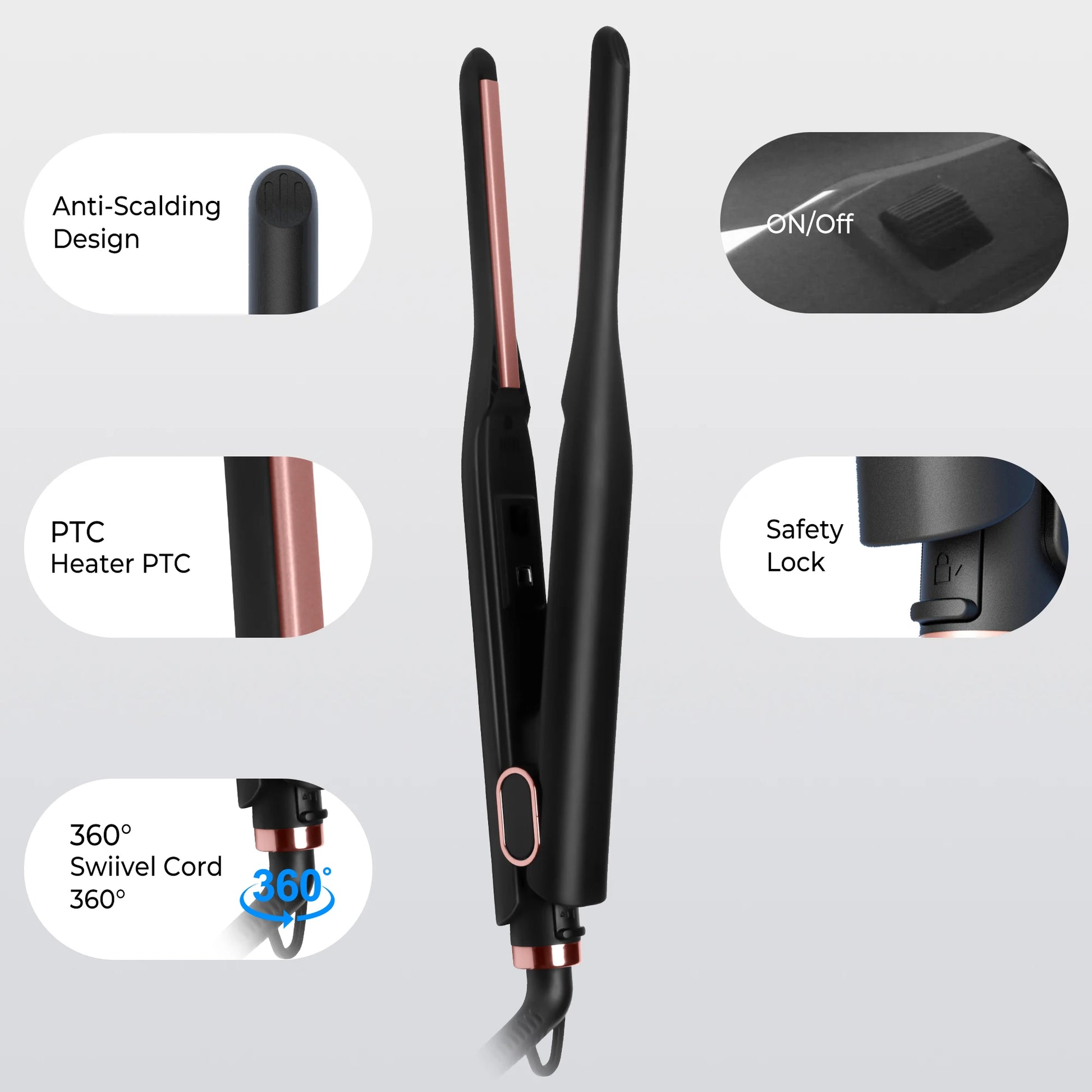Mini Flat Iron for Short Hair - Compact Pencil Straightener