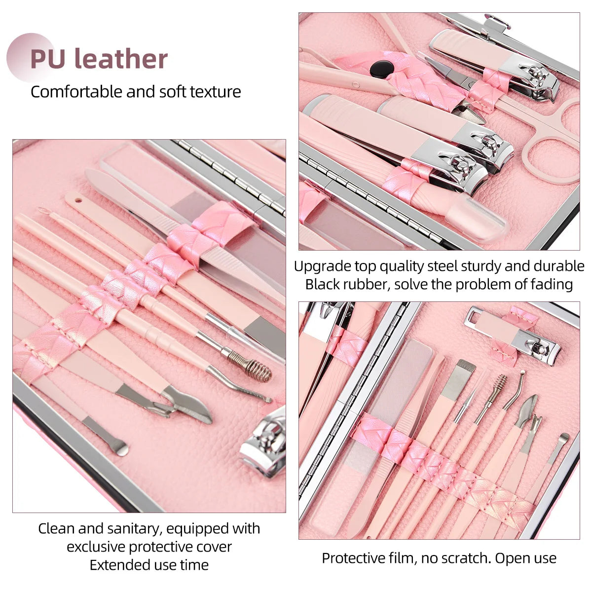 7-16Pcs Manicure Pedicure Set, Pro Nail Clipper Kit w/ Case